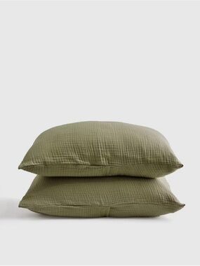 Quince Organic Cotton Gauze Sham set of 2 in Olive- standard